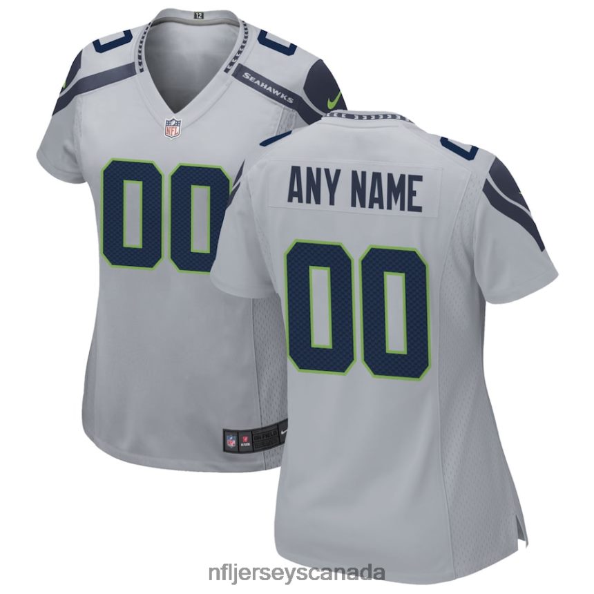 Women Nike Gray Seattle Seahawks Alternate Custom Game Jersey Clothing NFL TBXFR62003