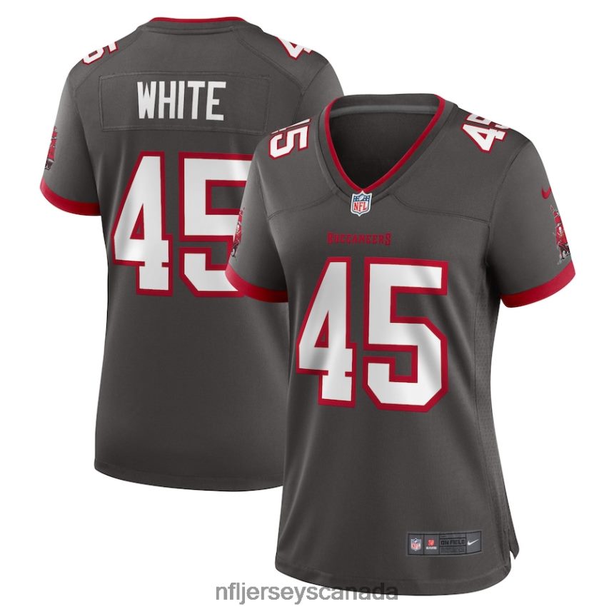 Women Tampa Bay Buccaneers Devin White Nike Pewter Game Jersey Clothing NFL TBXFR63628