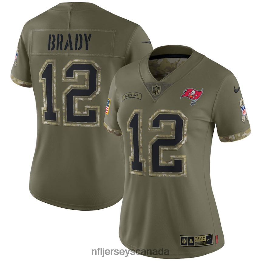 Women Tampa Bay Buccaneers Tom Brady Nike Olive 2022 Salute To Service Limited Jersey Clothing NFL TBXFR62880
