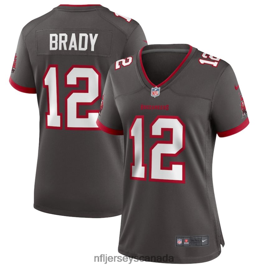 Women Tampa Bay Buccaneers Tom Brady Nike Pewter Alternate Game Jersey Clothing NFL TBXFR61757