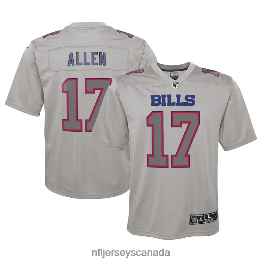 Youth Buffalo Bills Josh Allen Nike Gray Atmosphere Game Jersey Clothing NFL TBXFR61793