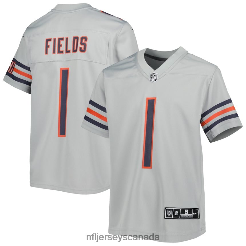 Youth Chicago Bears Justin Fields Nike Gray Inverted Game Jersey Clothing NFL TBXFR61095