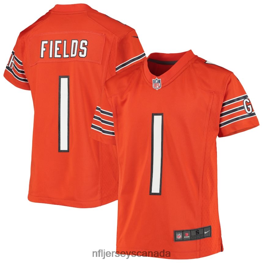 Youth Chicago Bears Justin Fields Nike Orange Game Jersey Clothing NFL TBXFR6352