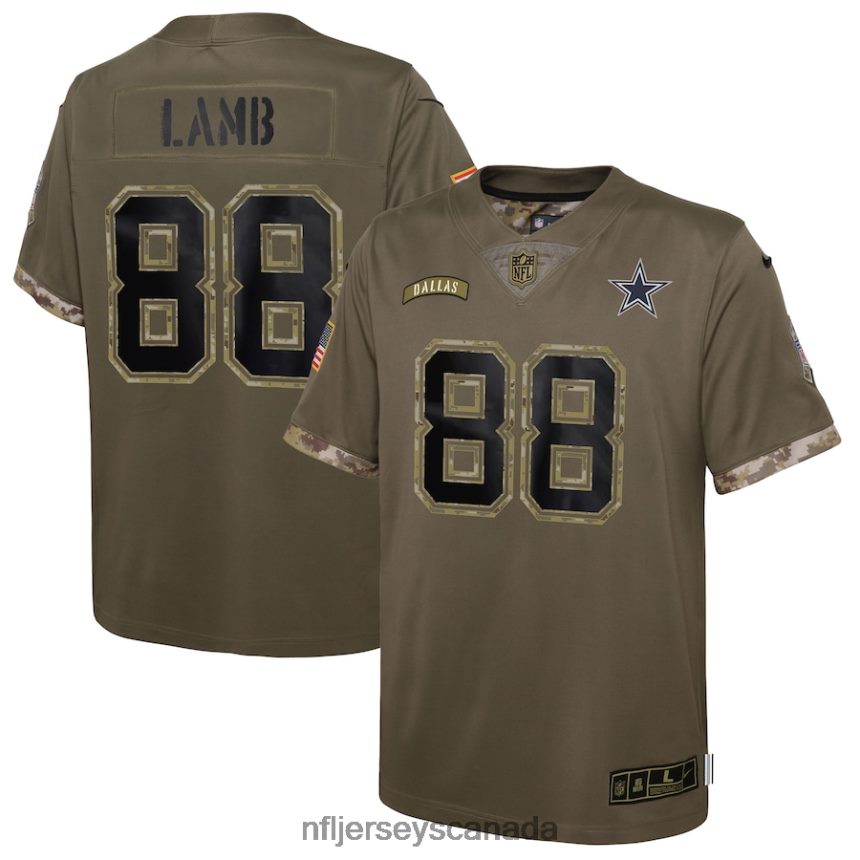 Youth Dallas Cowboys CeeDee Lamb Nike Olive 2022 Salute To Service Player Limited Jersey Clothing NFL TBXFR61797