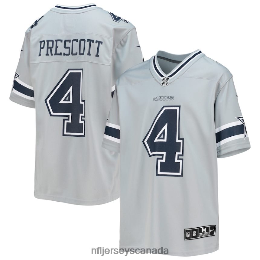 Youth Dallas Cowboys Dak Prescott Nike Silver Inverted Team Game Jersey Clothing NFL TBXFR63822