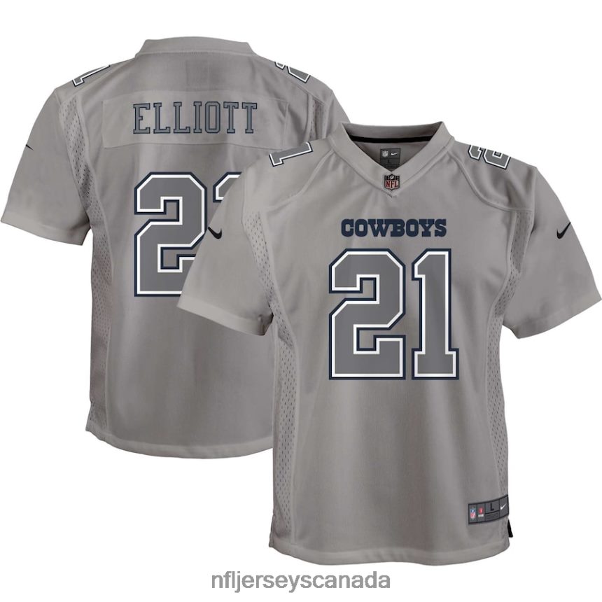 Youth Dallas Cowboys Ezekiel Elliott Nike Gray Atmosphere Game Jersey Clothing NFL TBXFR62946
