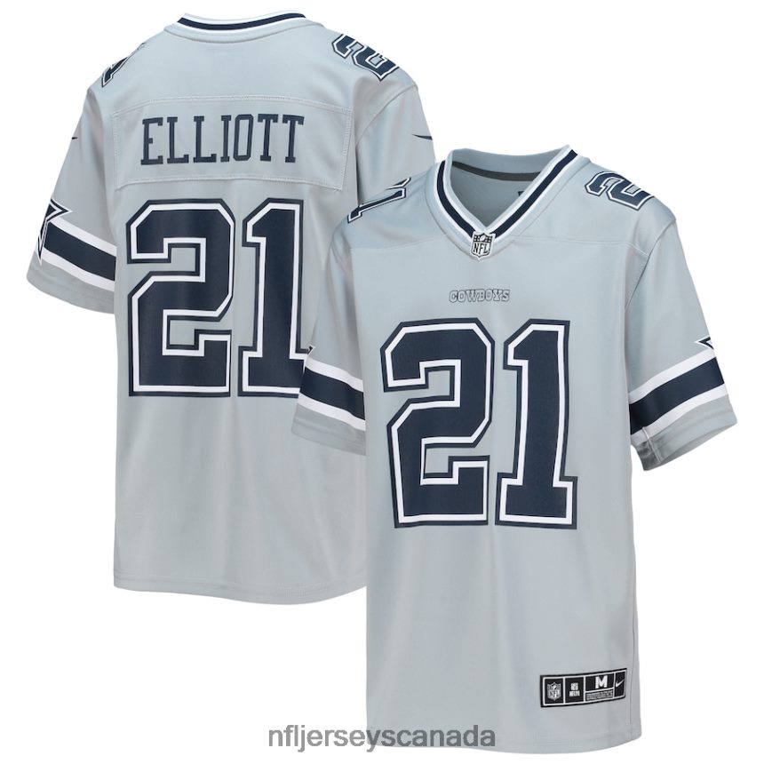Youth Dallas Cowboys Ezekiel Elliott Nike Silver Inverted Team Game Jersey Clothing NFL TBXFR62284