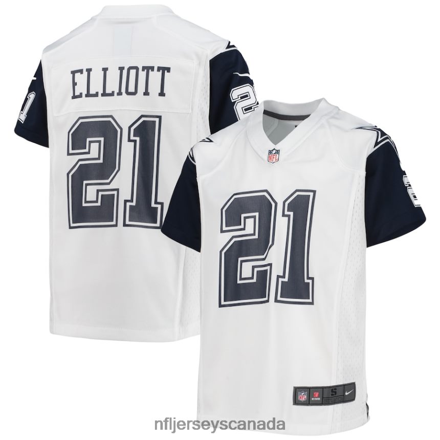Youth Dallas Cowboys Ezekiel Elliott Nike White Alternate Game Jersey Clothing NFL TBXFR63191