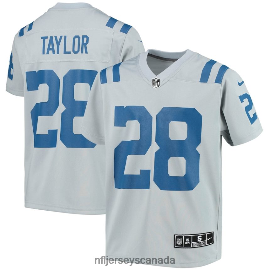 Youth Indianapolis Colts Jonathan Taylor Nike Gray Inverted Team Game Jersey Clothing NFL TBXFR63391
