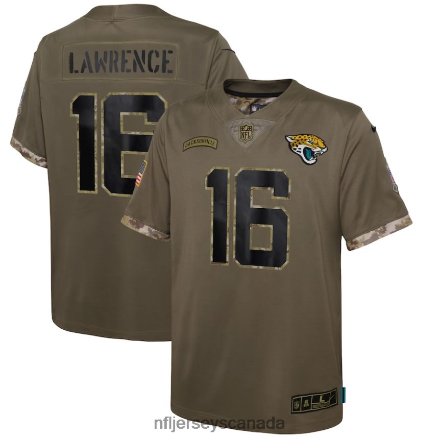 Youth Jacksonville Jaguars Trevor Lawrence Nike Olive 2022 Salute To Service Player Limited Jersey Clothing NFL TBXFR62422