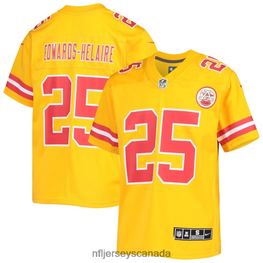 Youth Kansas City Chiefs Clyde Edwards-Helaire Nike Gold Inverted Team Game Jersey Clothing NFL TBXFR61812
