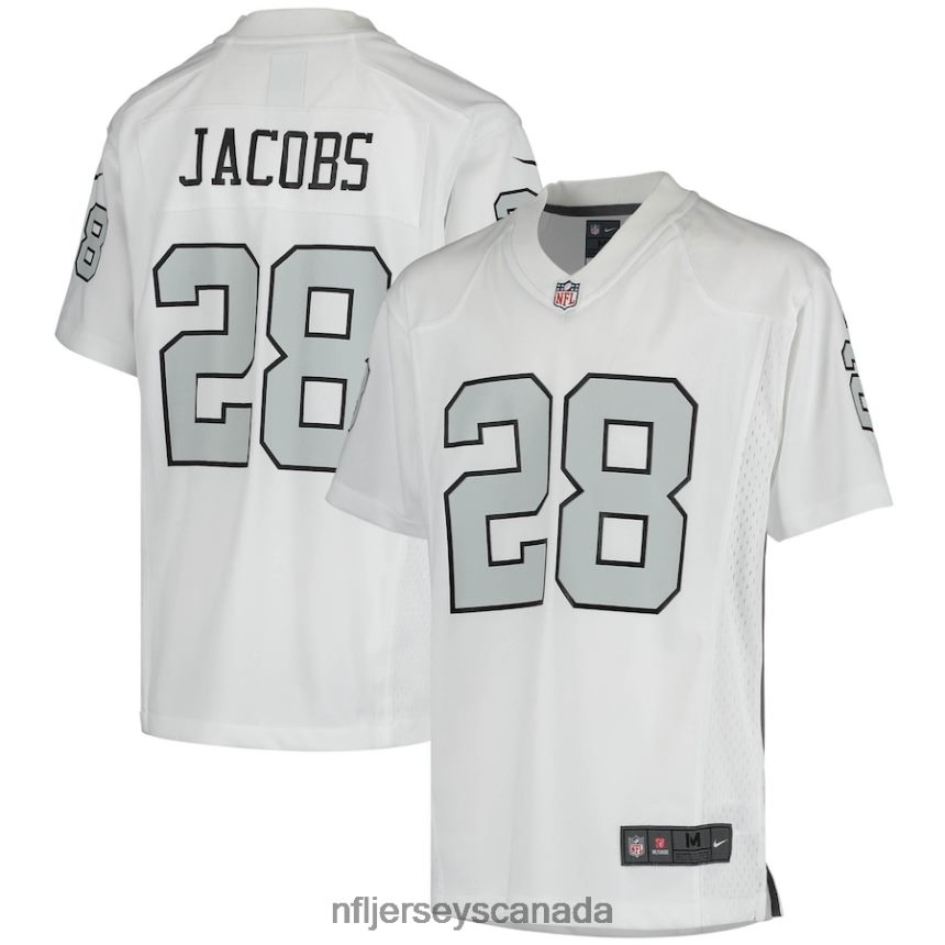 Youth Las Vegas Raiders Josh Jacobs Nike White Color Rush Game Jersey Clothing NFL TBXFR62442