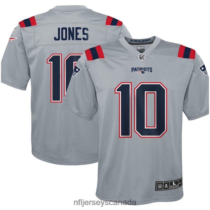 Youth New England Patriots Mac Jones Nike Gray Inverted Game Jersey Clothing NFL TBXFR62681