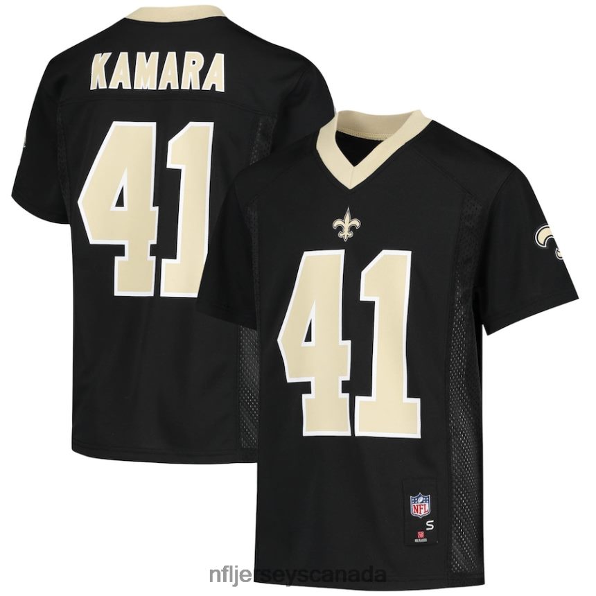 Youth New Orleans Saints Alvin Kamara Black Replica Player Jersey Clothing NFL TBXFR61348