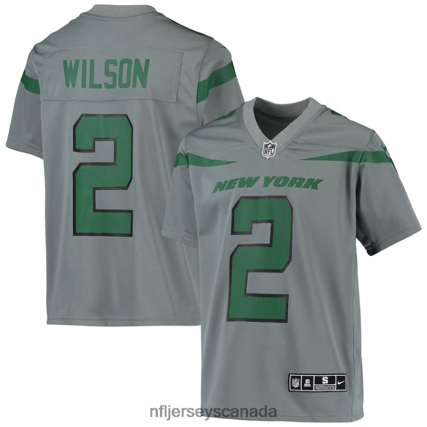 Youth New York Jets Zach Wilson Nike Gray Inverted Team Game Jersey Clothing NFL TBXFR64566
