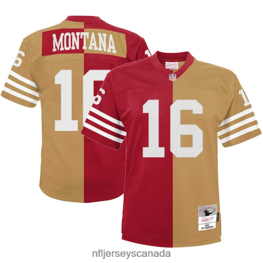 Youth San Francisco 49ers Joe Montana Mitchell & Ness Scarlet/Gold Split Legacy Jersey Clothing NFL TBXFR6704