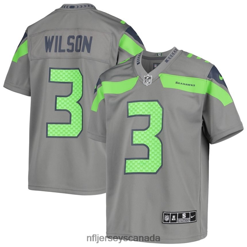 Youth Seattle Seahawks Russell Wilson Nike Gray Inverted Team Game Jersey Clothing NFL TBXFR62496