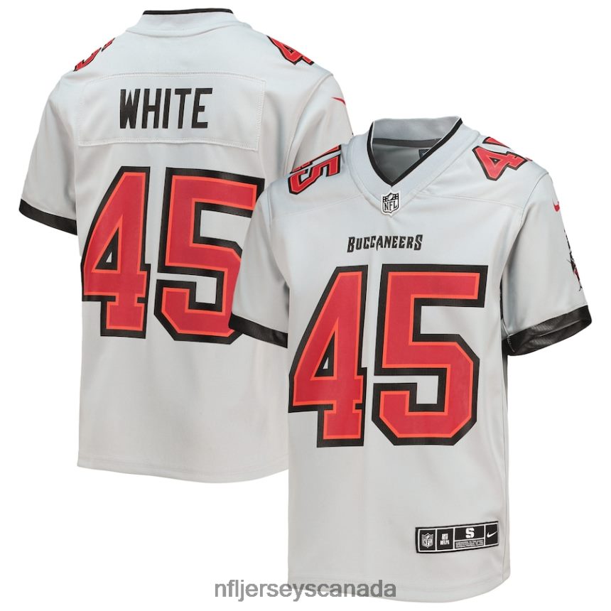 Youth Tampa Bay Buccaneers Devin White Nike Gray Inverted Team Game Jersey Clothing NFL TBXFR62574