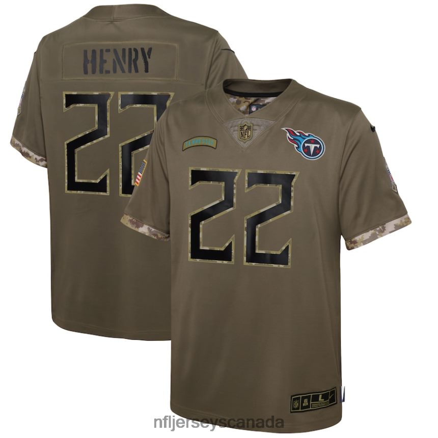 Youth Tennessee Titans Derrick Henry Nike Olive 2022 Salute To Service Player Limited Jersey Clothing NFL TBXFR62990